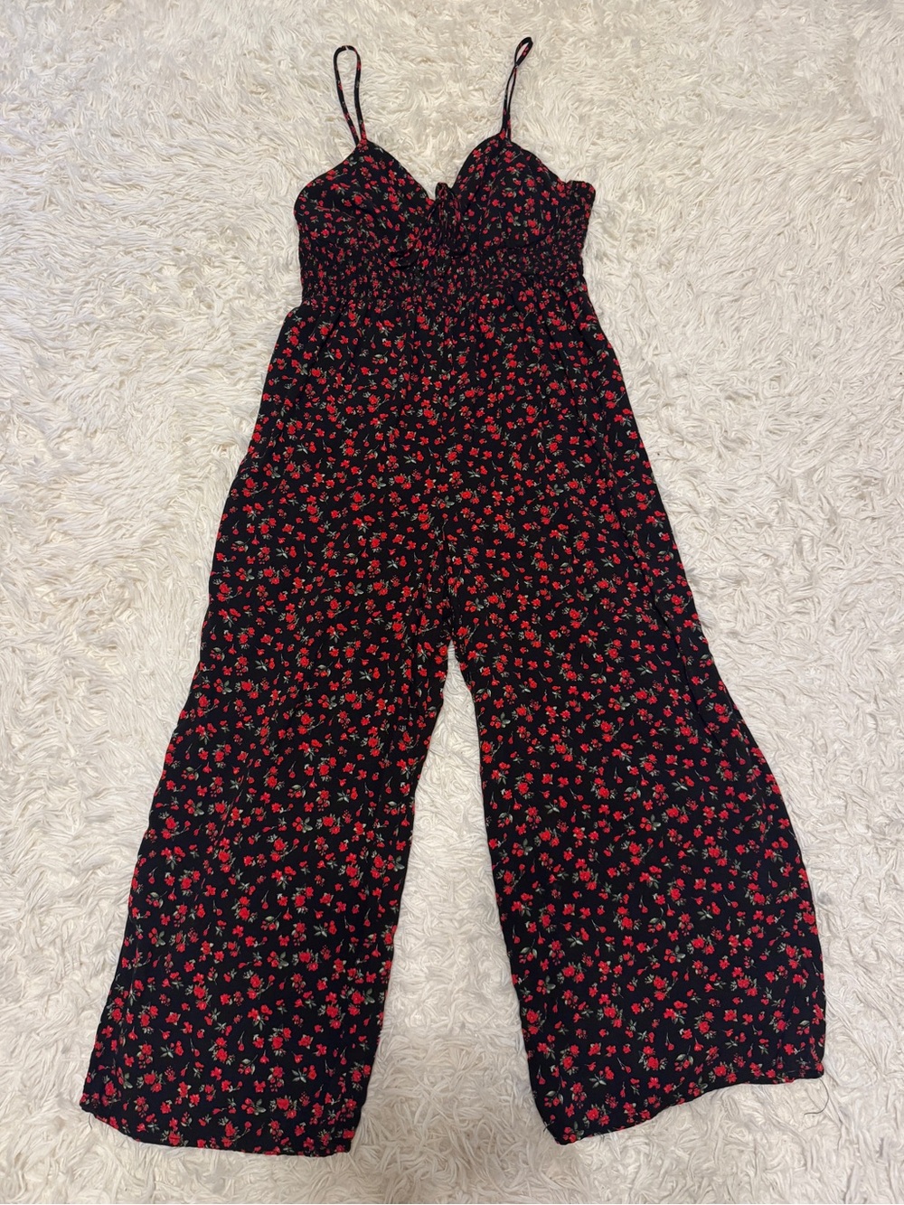 J for Justify Black Jumpsuit with Red Floral Print